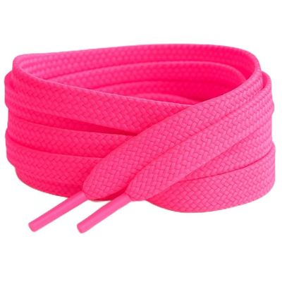150cm Long Flat Coloured Trainer Shoe laces replacement laces for adults or kids Trainer Sneaker Boots Sports Shoelaces (Neon Pink)