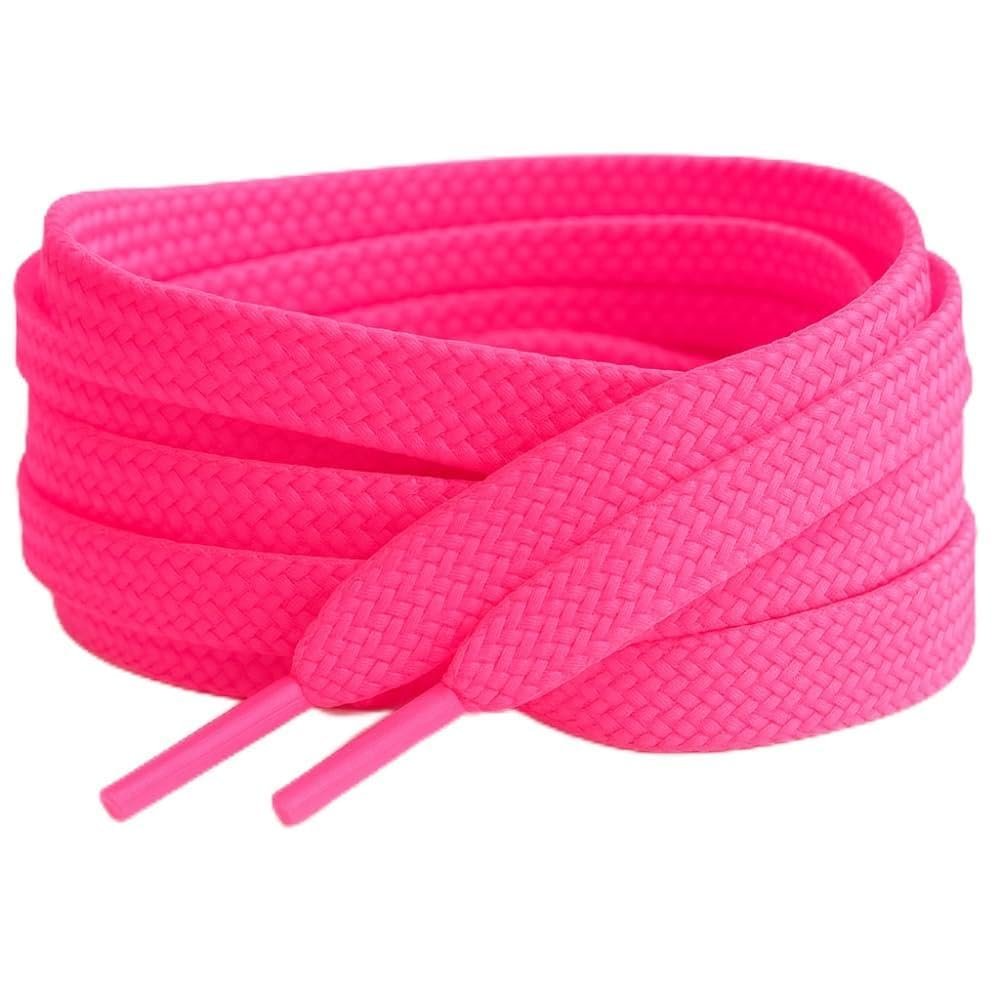150cm Long Flat Coloured Trainer Shoe laces replacement laces for adults or kids Trainer Sneaker Boots Sports Shoelaces (Neon Pink)