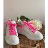 150cm Long Flat Coloured Trainer Shoe laces replacement laces for adults or kids Trainer Sneaker Boots Sports Shoelaces (Neon Pink) view 3