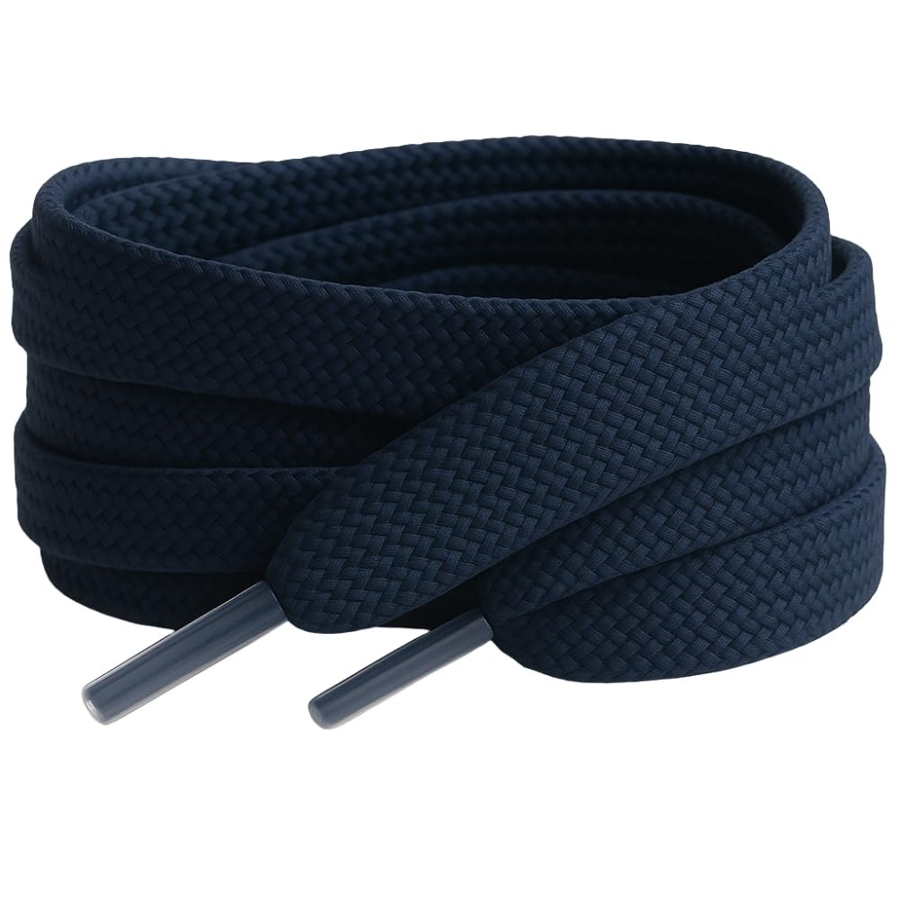 120cm Long Flat Coloured Trainer Shoe laces replacement laces for adults or kids Trainer Sneaker Boots Sports Shoelaces (Navy)