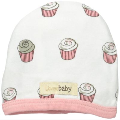 L'ovedbaby Unisex-Baby Newborn Organic Cute Cap, Coral Cupcake, 12-24 Months