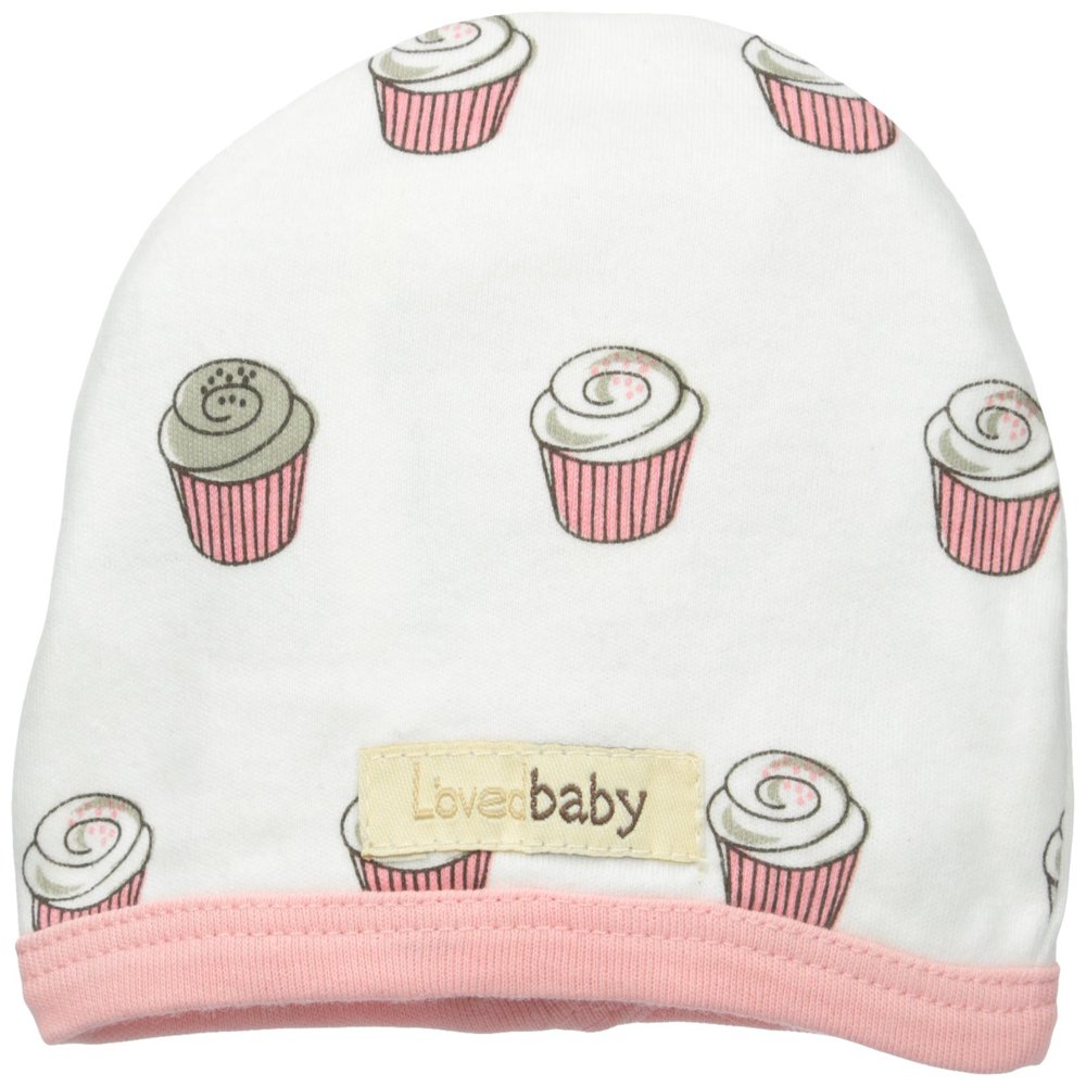 L'ovedbaby Unisex-Baby Newborn Organic Cute Cap, Coral Cupcake, 12-24 Months