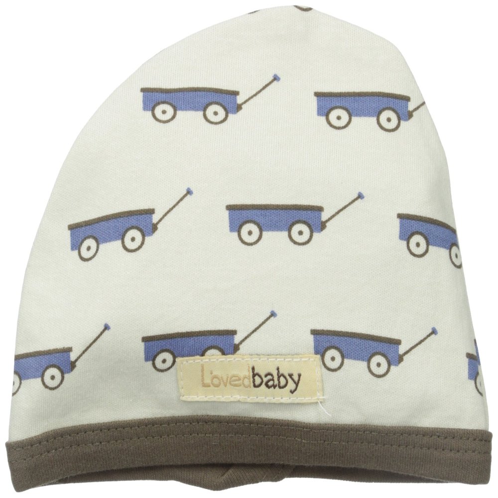 L'ovedbaby Unisex-Baby Newborn Organic Cute Cap, Slate Wagon, 6-12 Months
