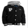The Polar Club Boys' Fleece Varsity Baseball Jacket with Removable Hood (Black-4) view 1