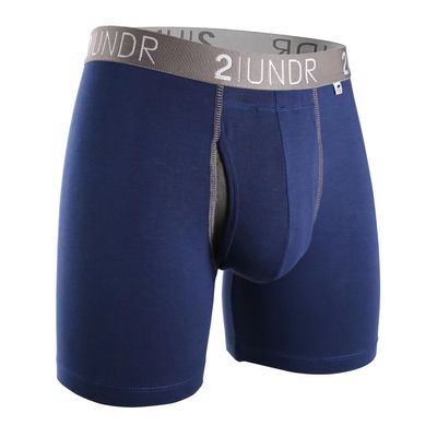 2UNDR Men's 6" Swing Shift Boxer Briefs, Navy/Grey, X-Large