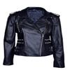 Mystique Ladies Black Washed Biker Motorcycle Designer Leather Jacket view 1
