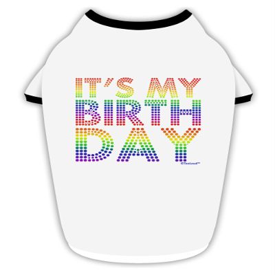 TOOLOUD It's My Birthday - Candy Colored Dots Cotton Dog Shirt White with Black Large