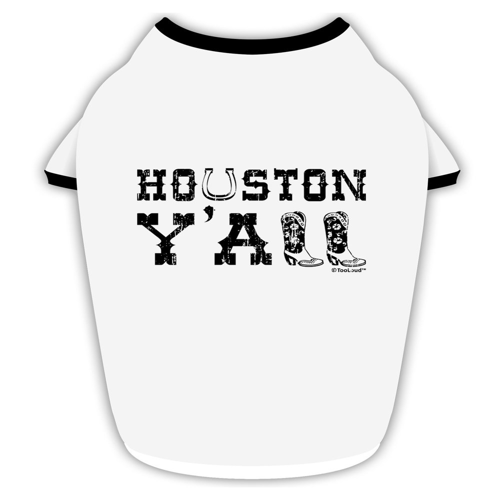 TOOLOUD Houston Y'all - Boots - Texas Pride Cotton Dog Shirt White with Black Small