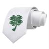 TOOLOUD 3D Style Celtic Knot 4 Leaf Clover Printed White Neck Tie view 1