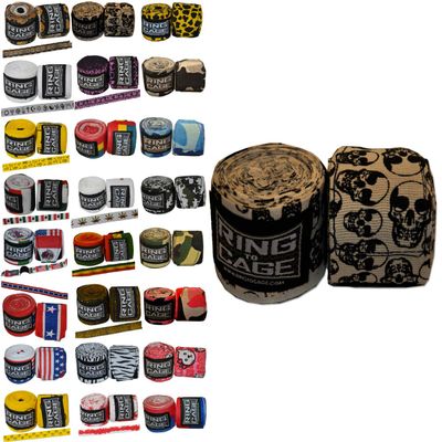 Ring to Cage Handwraps Mexican Style Stretchable- Patterned 180" (Black Skull)