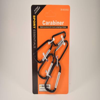 5pc Aluminum Carabiners - Different Sizes, Use for Travel, Camping, Hiking, or Keychain