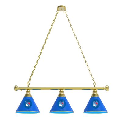 HBS New York Rangers 3 Shade Billiard Light with Brass Fixture by The Holland Bar Stool Co.