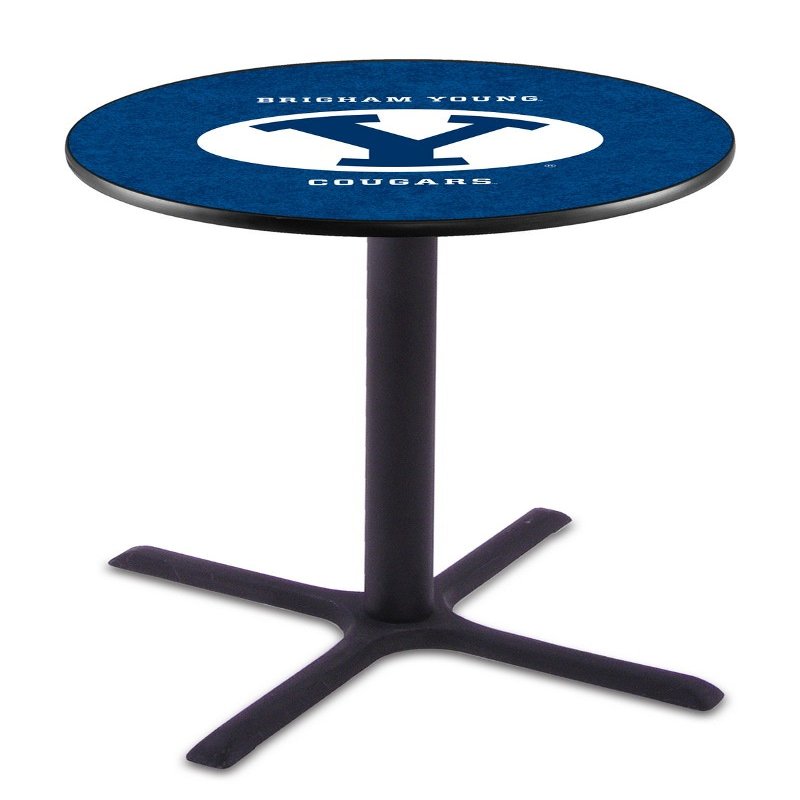 HBS L211-36" Black Wrinkle Brigham Young Pub Table by Holland Bar Stool Co.