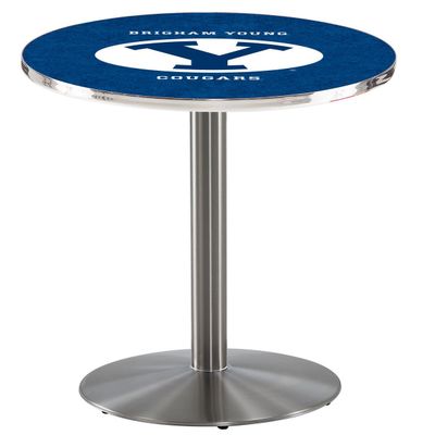 HBS L214-36" Stainless Steel Brigham Young Pub Table by Holland Bar Stool Co.