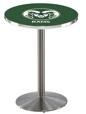 HBS L214-42" Stainless Steel Colorado State Pub Table by Holland Bar Stool Co.