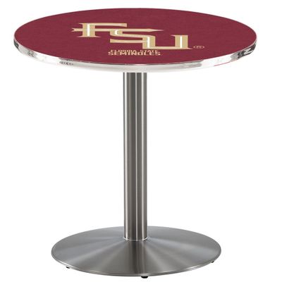 HBS L214-42" Stainless Steel Florida State (Script) Pub Table by Holland Bar Stool Co.