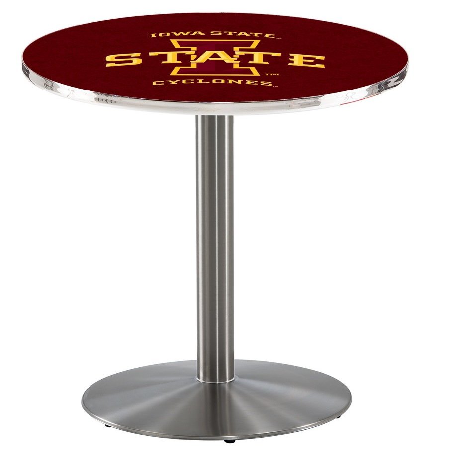 HBS L214-42" Stainless Steel Iowa State Pub Table by Holland Bar Stool Co.
