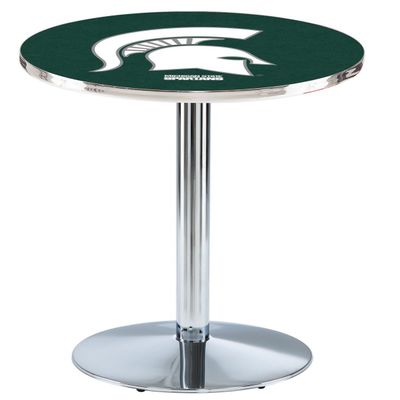 HBS L214-42" Chrome Michigan State Pub Table by Holland Bar Stool Co.