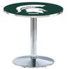 HBS L214-42" Chrome Michigan State Pub Table by Holland Bar Stool Co.