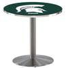 HBS L214-42" Stainless Steel Michigan State Pub Table by Holland Bar Stool Co.