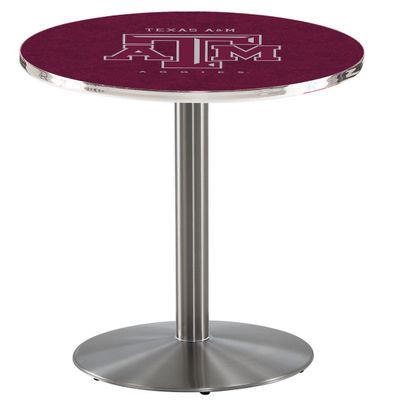HBS L214-36" Stainless Steel Texas A&M Pub Table by Holland Bar Stool Co.