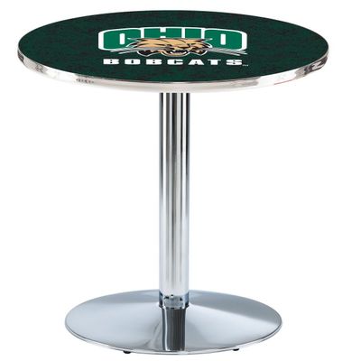 HBS L214-42" Chrome Ohio University Pub Table by Holland Bar Stool Co.