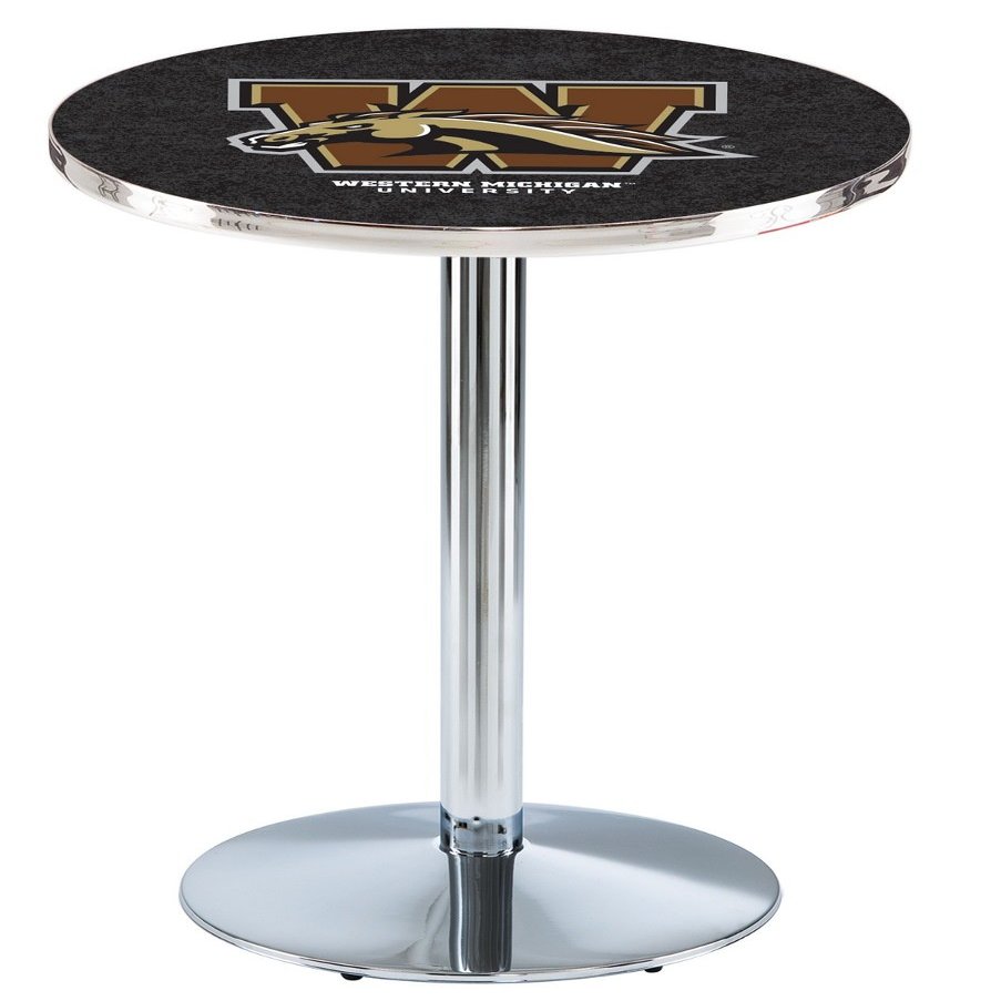 HBS L214-42" Chrome Western Michigan Pub Table by Holland Bar Stool Co.
