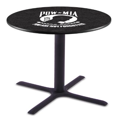 HBS L211-36" Black Wrinkle POW/MIA Pub Table by Holland Bar Stool Co.