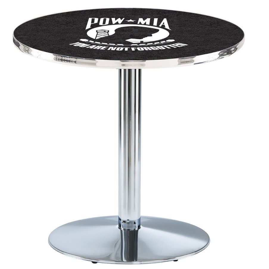 HBS L214-36" Chrome POW/MIA Pub Table by Holland Bar Stool Co.