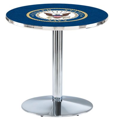 HBS L214-36" Chrome U.S. Navy Pub Table by Holland Bar Stool Co.