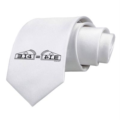 TOOLOUD Pi Day Design - 314 Equals Pie Mirrored Pies Printed White Neck Tie