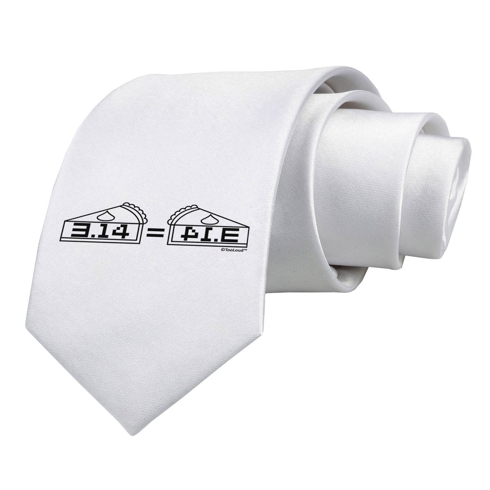 TOOLOUD Pi Day Design - 314 Equals Pie Mirrored Pies Printed White Neck Tie