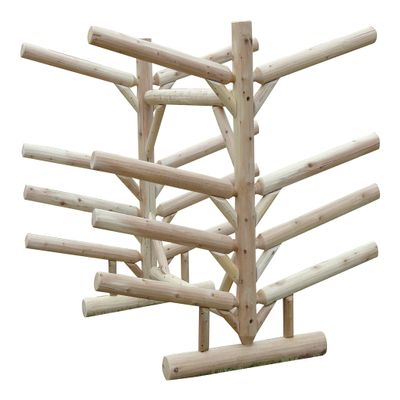 4 Kayaks + 4 SUP/Surfboard Log Rack, Double-Sided Freestanding Kayak Storage Rack, Canoe Storage, Surfboard Racks for Garage, Sports & Outdoor Storages, Canoe Boat Outdoor Equipment - Canyon Brown
