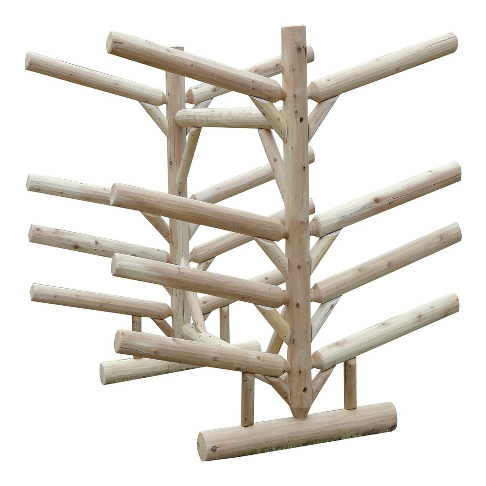 4 Kayaks + 4 SUP/Surfboard Log Rack, Double-Sided Freestanding Kayak Storage Rack, Canoe Storage, Surfboard Racks for Garage, Sports & Outdoor Storages, Canoe Boat Outdoor Equipment - Canyon Brown