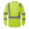 3C Products ST3000, ANSI/ISEA Class 3, Mens High Vis Long Sleeve Safety T-Shirt, UV Protection, Reflective, Neon Green,S view 1