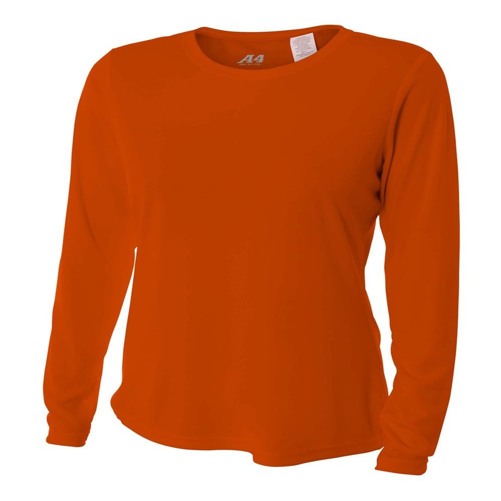 Authentic Sports Shop Athletic Orange Women's Adult XL Long Sleeve Wicking Cool & Comfortable Shirt/Undershirt