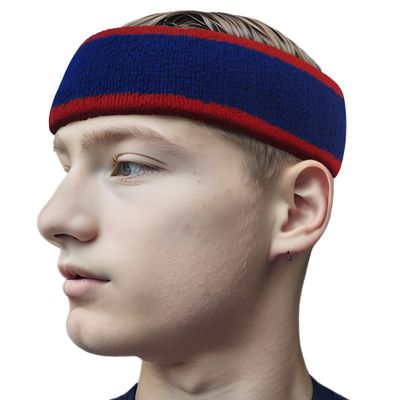 Couver Premium Quality 2 Color Thick Large Wide Headband pro Basketball - Red/Blue/Red [1 Piece]
