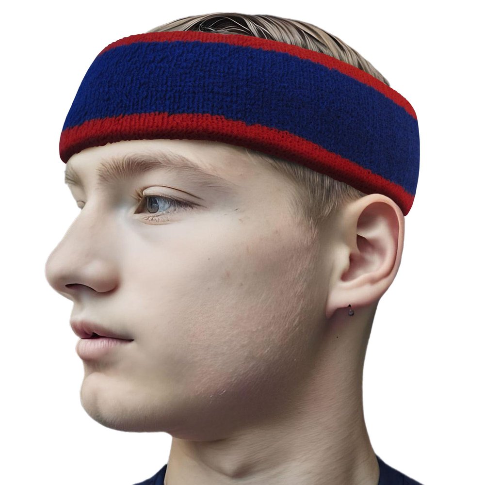 Couver Premium Quality 2 Color Thick Large Wide Headband pro Basketball - Red/Blue/Red [1 Piece]