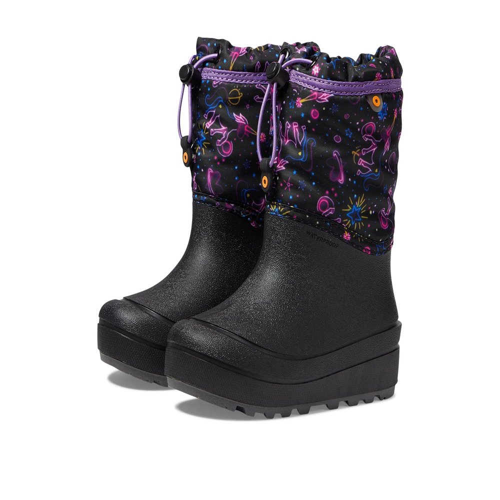 BOGS Snow Shell Neon Unicorn Kids Winter Waterproof Snow and Rain Boot, Purple Multi, 5 M