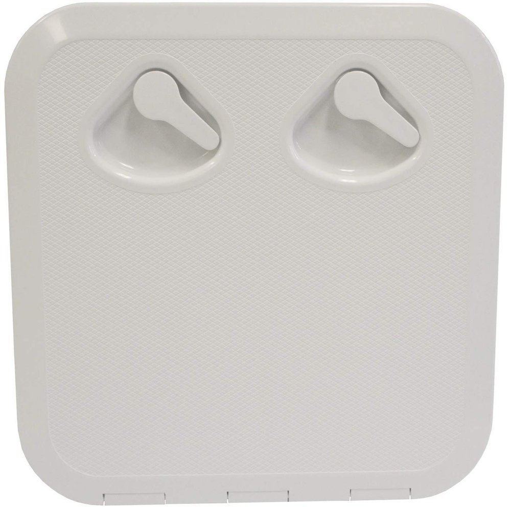NuovaRade TOP LINE Hatch, White, 14.56" x 14.76" (0.37m x 0.375m), made of UV-resistant high-grade ASA plastic, UV-resistant cover and frame, with a 180 opening door and two durable handles