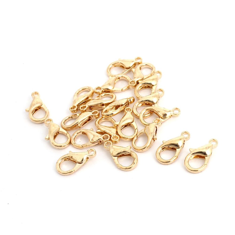 20 Pcs Gold Plated Lobster Clasps 14mm Chain Bracelet Jewelry Findings