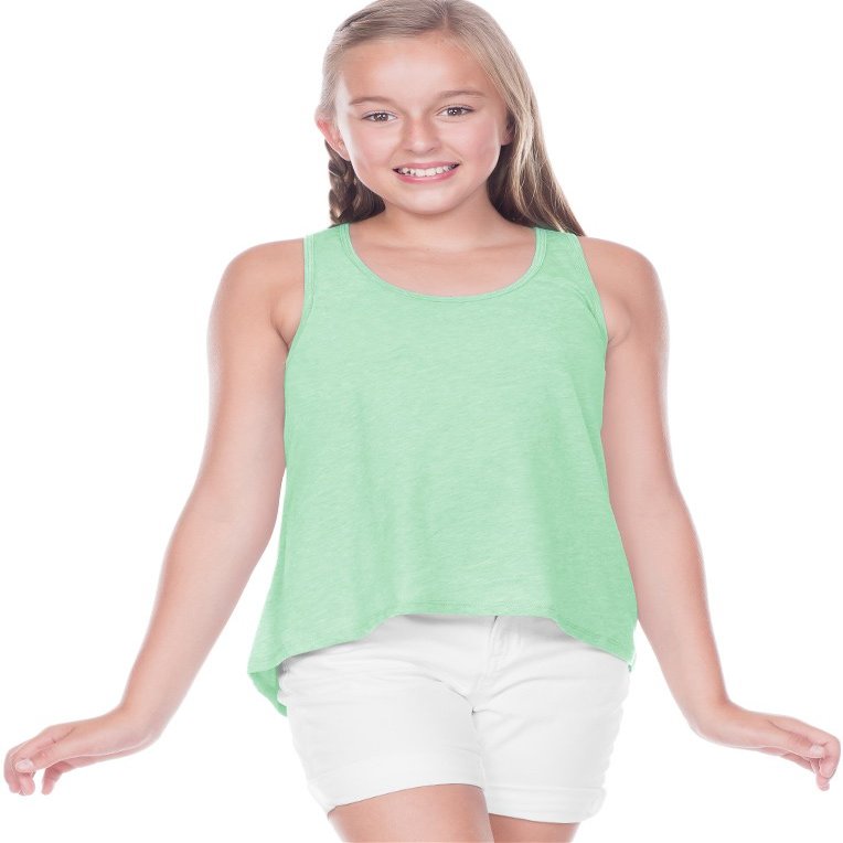 Kavio! Big Girls 7-16 Jersey Scoop Neck High Low Tank Ice Green S