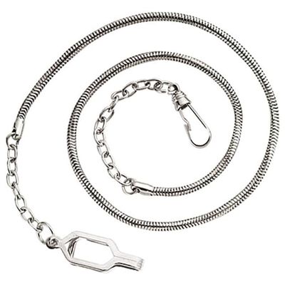 Hero's Pride 21" Whistle Chain with Epaulette Clasp - Chain for Badge Holder, Police, Sheriff, CHP, Law Enforcement, Security - Nickel Finish