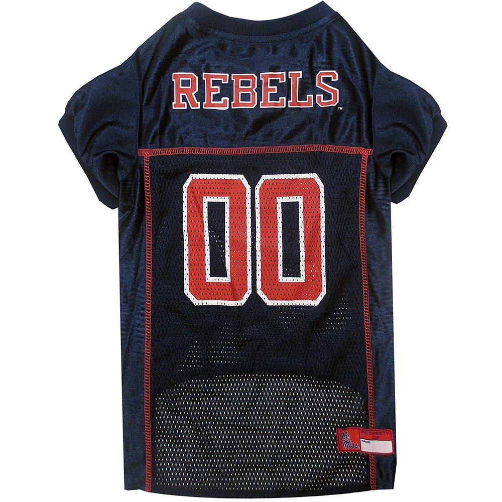 Pets First NCAA College Mississippi Ole Miss Rebels Mesh Jersey for DOGS & CATS, Large. Licensed Dog Jersey with your Favorite Football/Basketball College Team