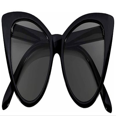 Black Vintage Plastic Cat Eye Smoke Lens Sunglasses