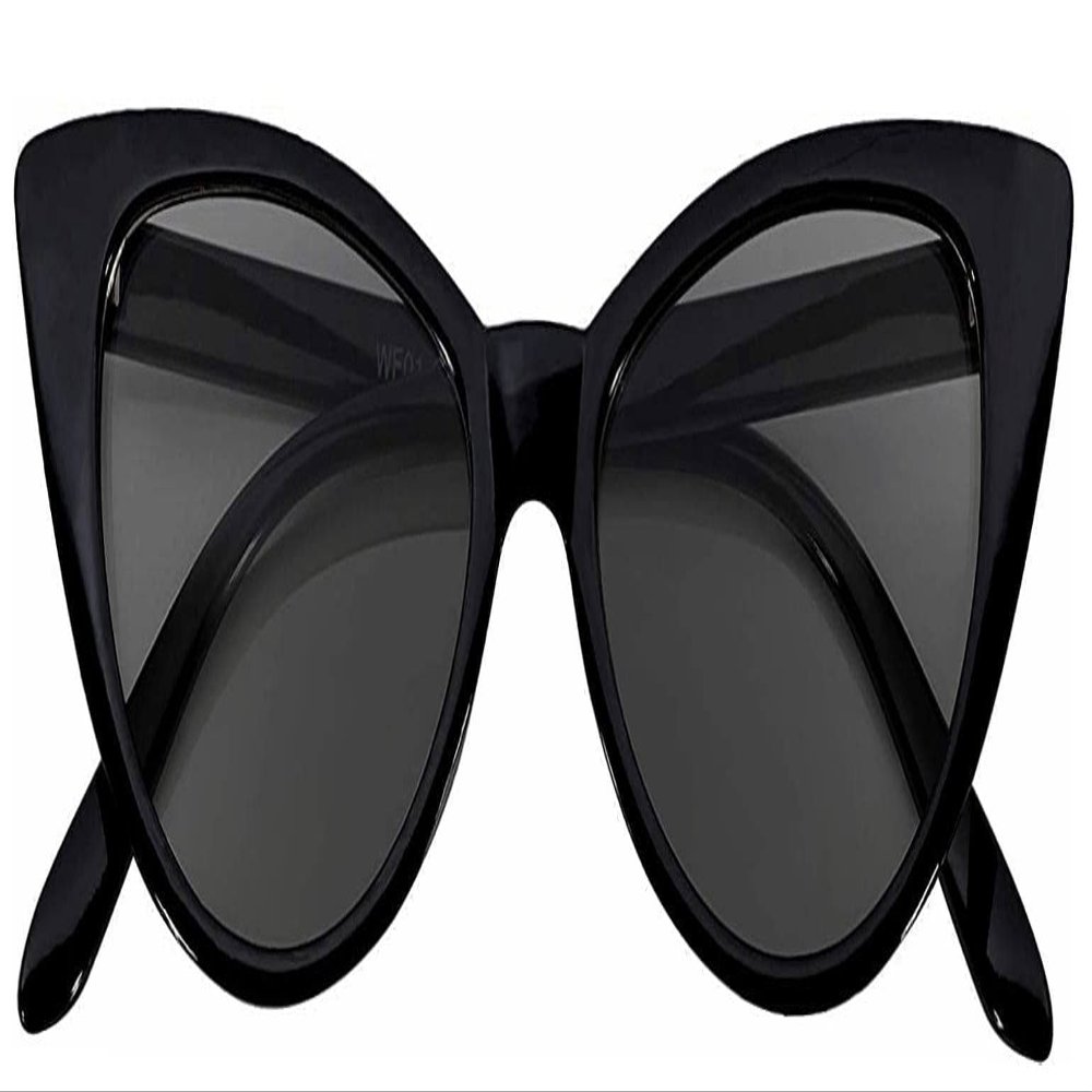 Black Vintage Plastic Cat Eye Smoke Lens Sunglasses