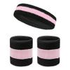 COUVER Sweatband Set Sports Headband Wristband Set Terry Cloth Moisture Wicking Sweat Absorbing Wrist Sweatbands Head Sweatband, Light Pink/Black view 1