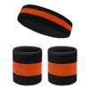 COUVER Sweatband Set Sports Headband Wristband Set Terry Cloth Moisture Wicking Sweat Absorbing Wrist Sweatbands Head Sweatband, Dark Orange/Black view 1