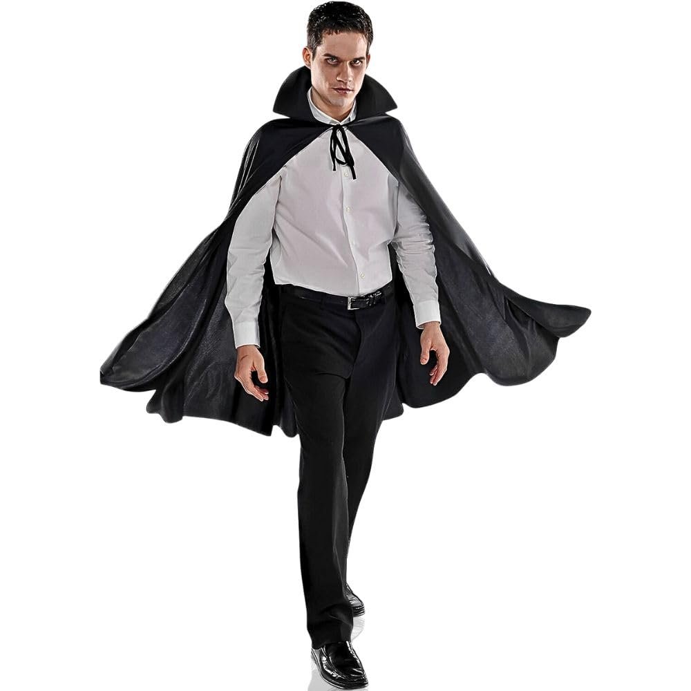 Black Cape Vampire Costume - One Size Fits Most (1 Count) - Stunning Style for Halloween, Cosplay, & Parties