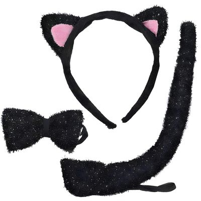 Adorable Kids Black Cat Accessory Kit - 1 Set - Soft Fabric 3-Piece Costume Accessory for Halloween, Dress-Up & Pretend Play